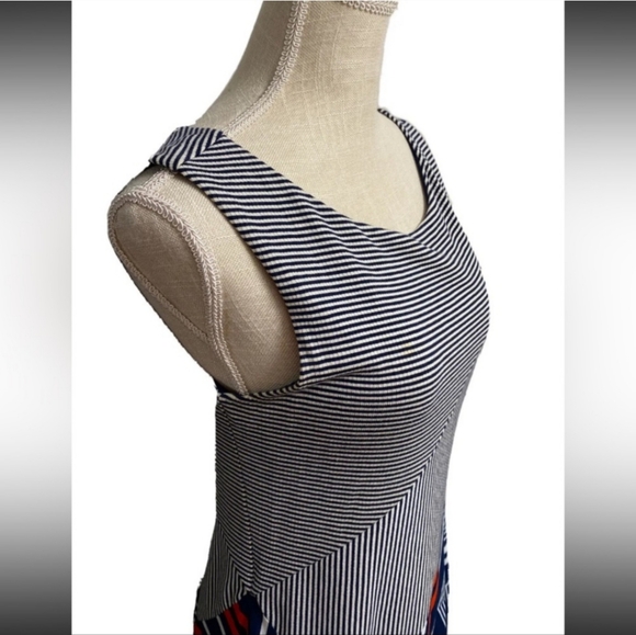 Anthropologie Maeve Cameron Blue/ White/ Orange Asymetrical Dress. Size XL. - Picture 8 of 16